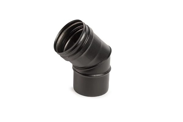 45°-os rozsdamentes pelletkályha füstcső könyök - fekete (80 mm)