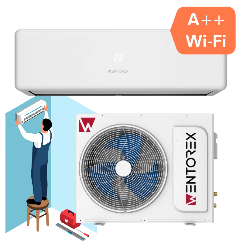 WENTOREX California 18 WiFi oldalfali split hűtő-fűtő klíma, tartó konzollal, telepítéssel (R32 - 5 kW)
