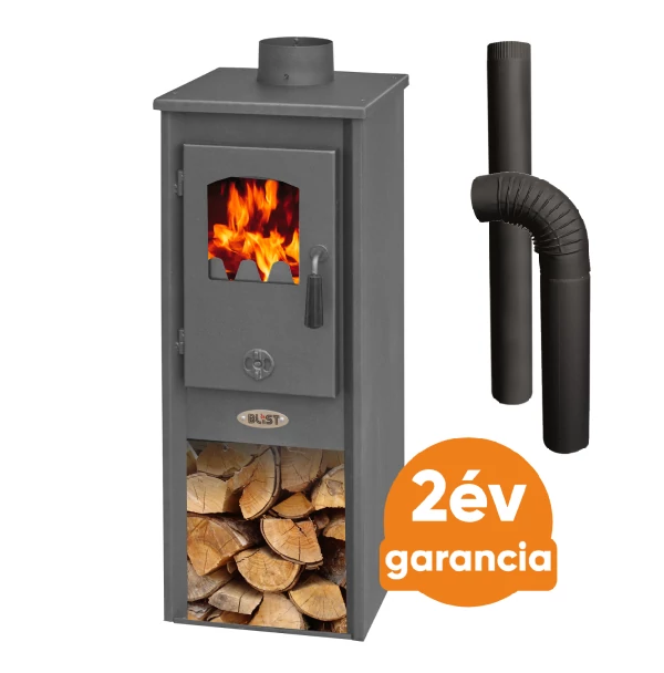 Blist Ekonomik Lux LM N acél lemez fatüzelésű kályha szett 1.(5-7 kW sötét szürke)