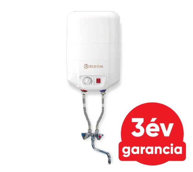 ELDOM 10 literes pult fölé telepíthető, alsó kifolyású elektromos vízmelegítő csapteleppel / 1,5 kW - NMB