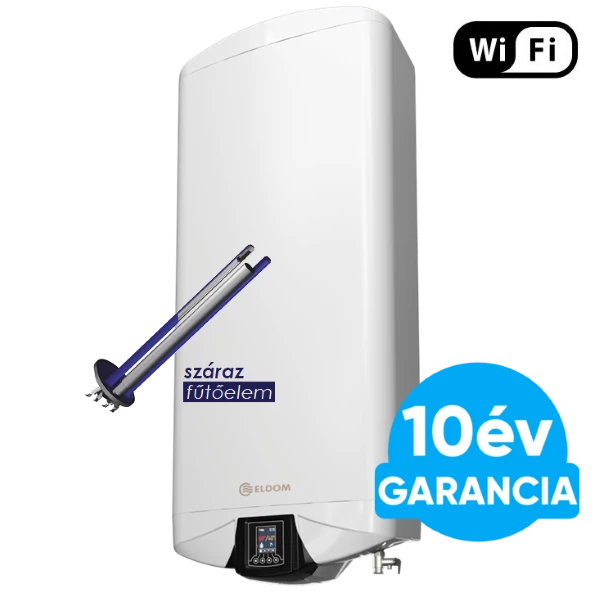 ELDOM Galant SD-80 Smart WiFi villanybojler lapos kialakítással, száraz fűtőbetéttel (65 liter / 3 kW / 279 mm)