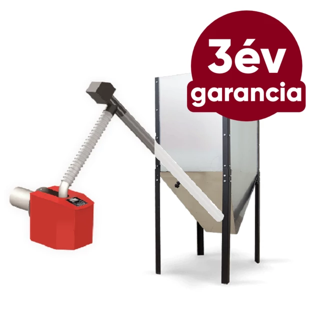 BURNIT Pell BIO 20 kW agri pellet égőfej emelt levegő nyomású tisztítással és pellet tartállyal
