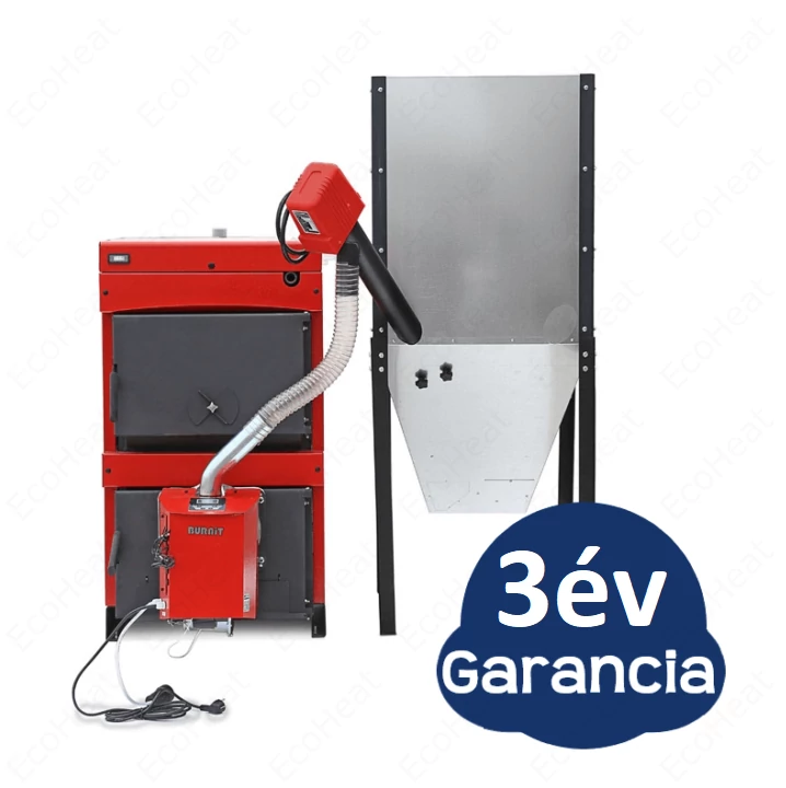 BURNIT WBS vegyes tüzelésű kazán + Pell 30 pellet égőfej, tartállyal